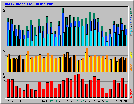 Daily usage for August 2023