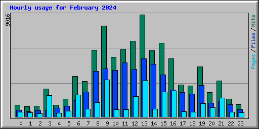 Hourly usage for February 2024